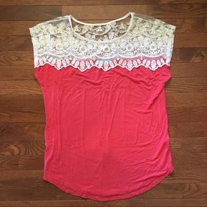 Coral/cream lace shirt size S